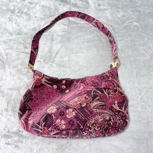 Vintage SMco Purple Floral Paisley Velvet Boho  Purse Shoulder Bag